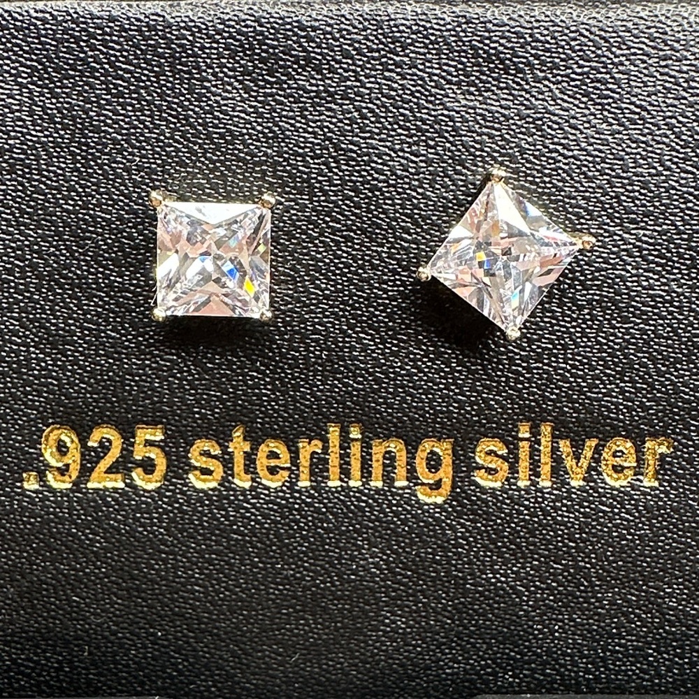King Ice Princess Cut .925 Silver Earrings